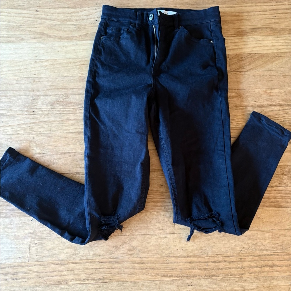 Black Top Shop Distressed Women Jeans